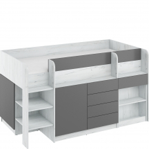 Łóżko piętrowe SMILE Lewe Craft Biały / Grafit Podstawowe