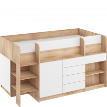 Łóżko piętrowe SMILE Lewe Sonoma Jasna / Biały Mat Podstawowe