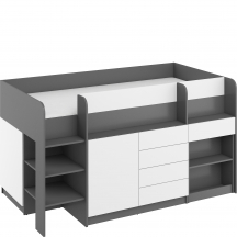 Łóżko piętrowe SMILE Lewe Grafit Mat / Biały Mat Podstawowe