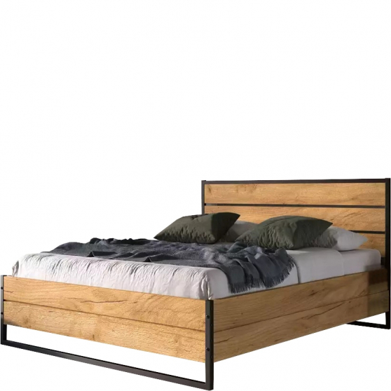 Łóżko dębowe LOFT z pojemnikiem i stelażem drewnianym bez materaca Podstawowe