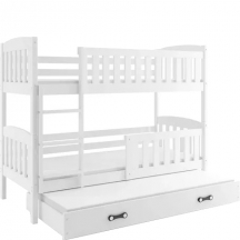 Łóżko 3-osobowe dziecięce KUBUŚ z materacami Biały Podstawowe (1)