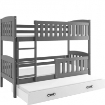 Łóżko 3-osobowe dziecięce KUBUŚ z materacami Grafit Podstawowe (1)