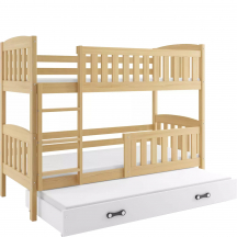 Łóżko 3-osobowe dziecięce KUBUŚ z materacami Sosna Podstawowe (1)