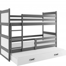 Łóżko 3-osobowe z materacami dla dziecka RICO Grafit Podstawowe (1)