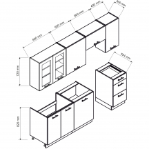 Zestaw mebli kuchennych 1,8/2,4 Biały / Czarny Groszek ZOYA Podstawowe