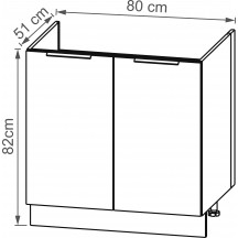 Szafka pod zlewozmywak 2 drzwi DZ80 KAM SET Podstawowe