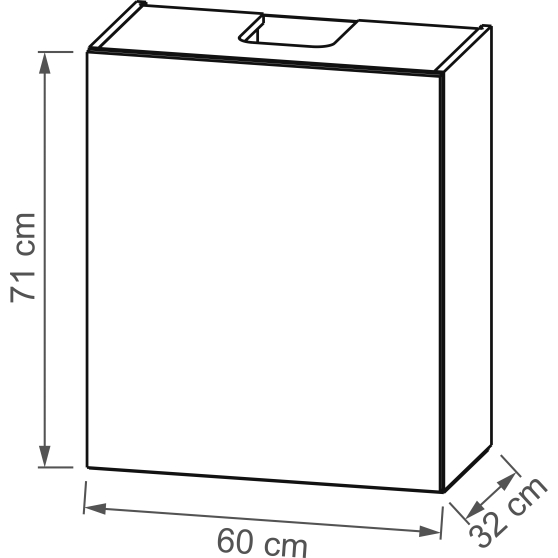 Szafka górna wisząca z okapem 1 drzwi W60.1/71P3C KAM SET Podstawowe