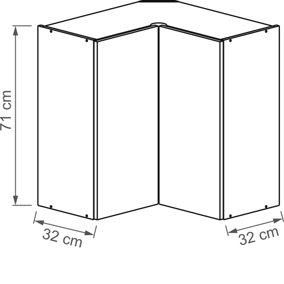 Szafka górna wisząca narożna 1 drzwi WRP65/71 KAM SET Podstawowe
