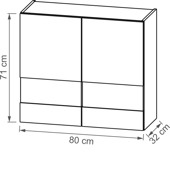 Szafka górna wisząca 2 drzwi witryna WW80/72 KAM SET Podstawowe