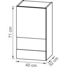 Szafka górna wisząca 1 drzwi witryna WW40.1/72 KAM SET Podstawowe