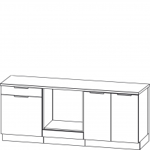 Zestaw szafek dolnych 200 cm P6 z blatem Biały Platynowy KAM SET Podstawowe (1)
