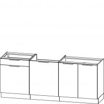 Zestaw szafek dolnych 200 cm Z6 bez blatu Biały Platynowy KAM SET Szkic