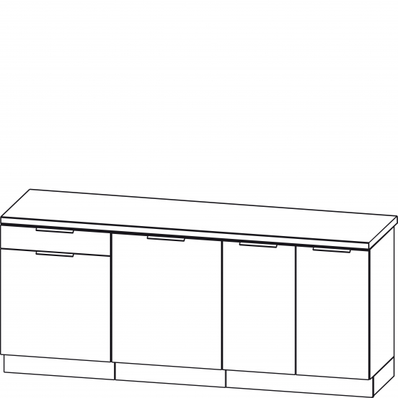 Zestaw szafek dolnych 200 cm Z6 z blatem Biały Platynowy KAM SET Podstawowe (1)