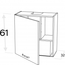 Szafka górna wisząca z okapem 1 drzwi WP3C60.1/61 KAMMONO P2 Podstawowe