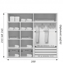 Szafa przesuwna 200 z lustrem A4 Szkic