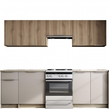 Zestaw mebli kuchennych TATIANA 240 cm Orzech / Kaszmir Podstawowe