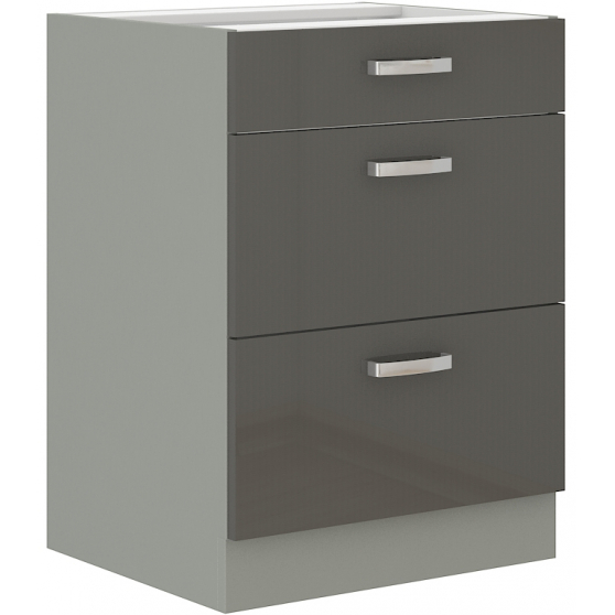 Szafka dolna stojąca 3 szuflady 60D 3S GREY Podstawowe