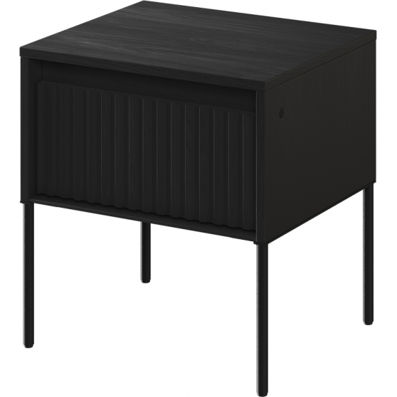 Szafka nocna TR-10 ryflowana z oświetleniem Czarna / frez Prosty TREND Podstawowe