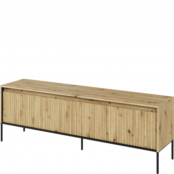 Szafka RTV TR-05 ryflowana z oświetleniem Dąb Artisan / frez Prosty TREND Podstawowe