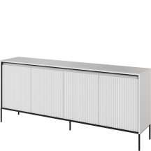 Komoda TR-04 ryflowana z oświetleniem Biała / frez Półkole TREND Podstawowe