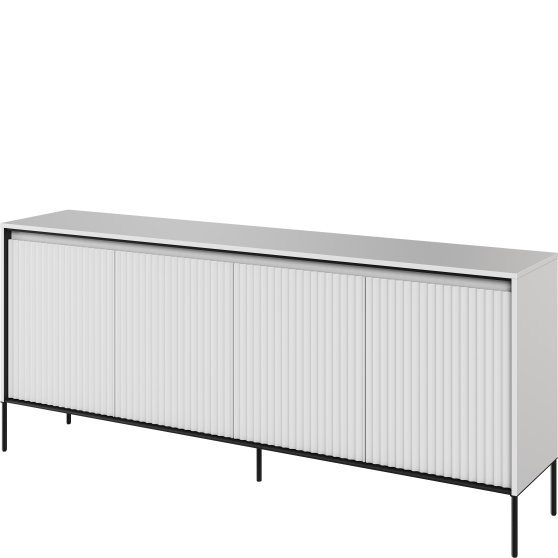 Komoda TR-04 ryflowana z oświetleniem Biała / frez Półkole TREND Podstawowe