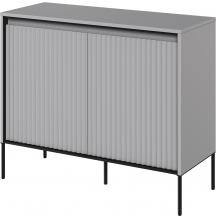 Komoda TR-02 ryflowana z oświetleniem Szara / frez Półkole TREND Podstawowe