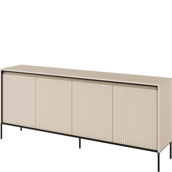 Komoda TR-04 ryflowana z oświetleniem Beż Piaskowy / frez Belka TREND Podstawowe