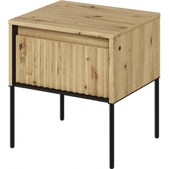 Szafka nocna TR-10 ryflowana z oświetleniem Dąb Artisan / frez Prosty TREND Podstawowe