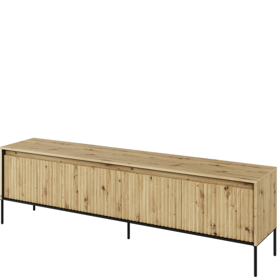 Szafka RTV TR-06 ryflowana z oświetleniem Dąb Artisan / frez Prosty TREND Podstawowe