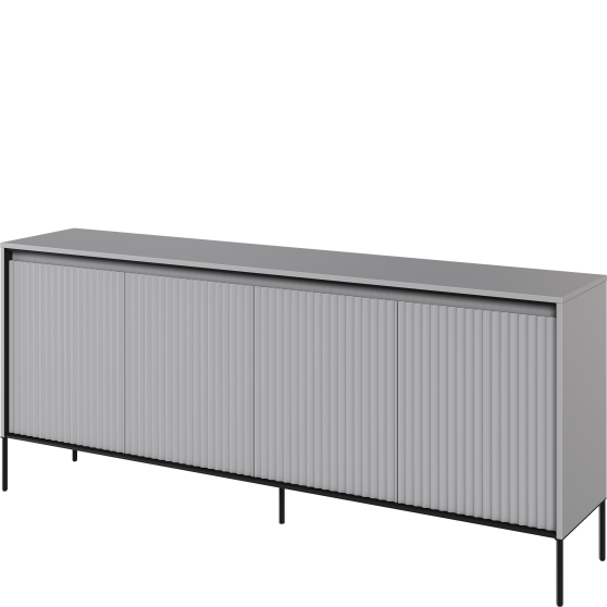 Komoda TR-04 ryflowana z oświetleniem Szara/ frez Półkole TREND Podstawowe