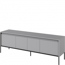 Szafka RTV TR-05 ryflowana z oświetleniem Szara / frez Półkole TREND Podstawowe