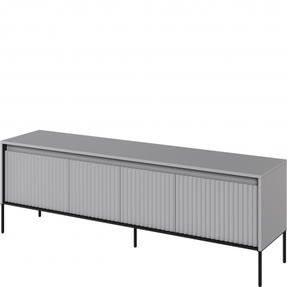 Szafka RTV TR-05 ryflowana z oświetleniem Szara / frez Półkole TREND Podstawowe