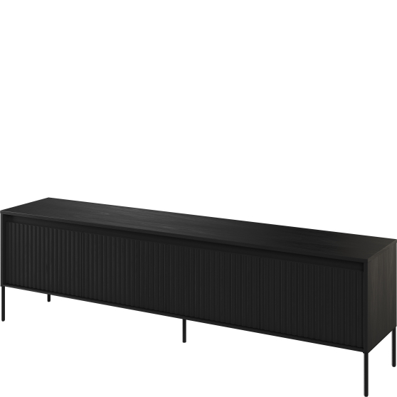 Szafka RTV TR-06 ryflowana z oświetleniem Czarna / frez Prosty TREND Podstawowe