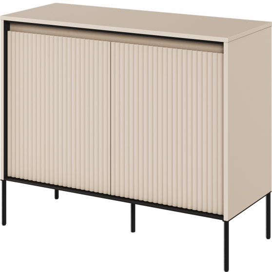 Komoda TR-02 ryflowana z oświetleniem Beż Piaskowy / frez Belka TREND Podstawowe