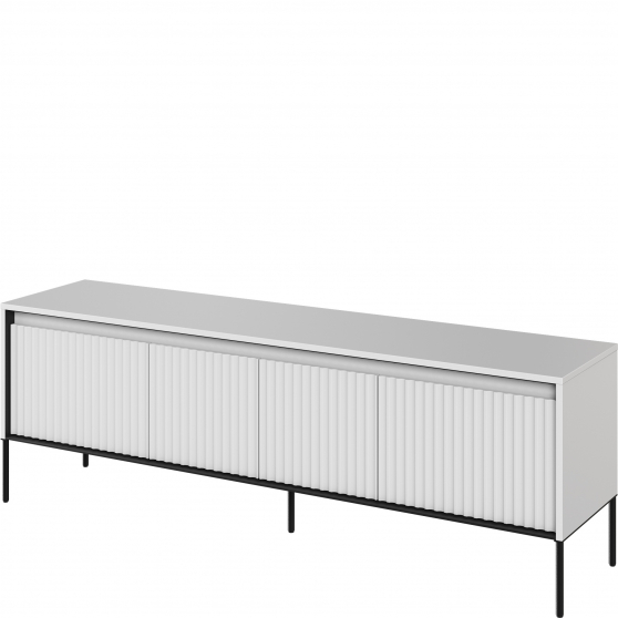 Szafka RTV TR-05 ryflowana z oświetleniem Biała / frez Półkole TREND Podstawowe