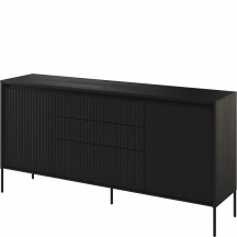 Komoda TR-01 ryflowana z oświetleniem Czarna / frez Prosty TREND Podstawowe