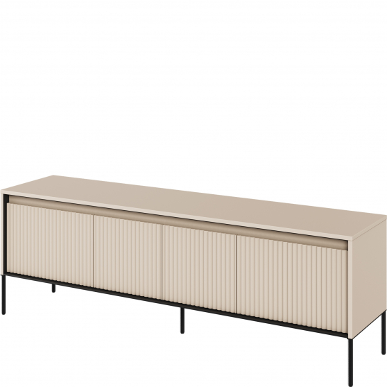 Szafka RTV TR-05 ryflowana z oświetleniem Beż Piaskowy / frez Belka TREND Podstawowe