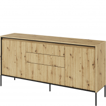 Komoda TR-01 ryflowana z oświetleniem Dąb Artisan / frez Prosty TREND Podstawowe