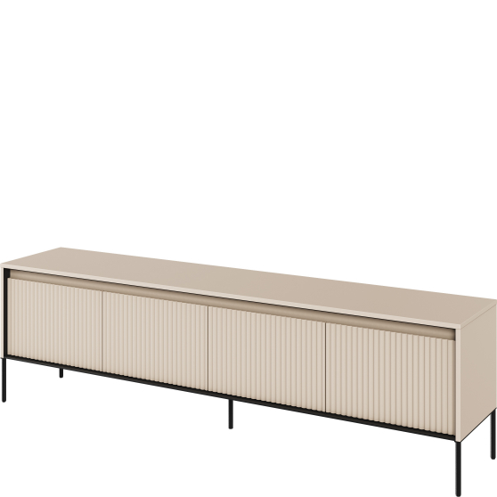 Szafka RTV TR-06 ryflowana z oświetleniem Beż Piaskowy / frez Belka TREND Podstawowe