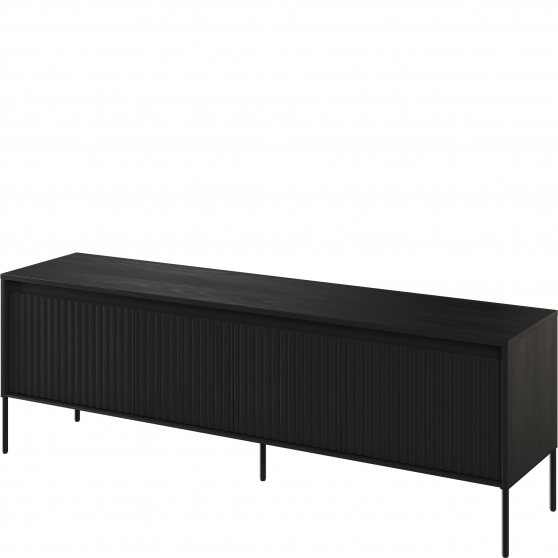 Szafka RTV TR-05 ryflowana z oświetleniem Czarna / frez Prosty TREND Podstawowe