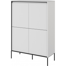 Szafka TR-03 ryflowana z oświetleniem Biała / frez Półkole TREND Podstawowe