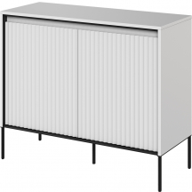 Komoda TR-02 ryflowana z oświetleniem Biała / frez Półkole TREND Podstawowe