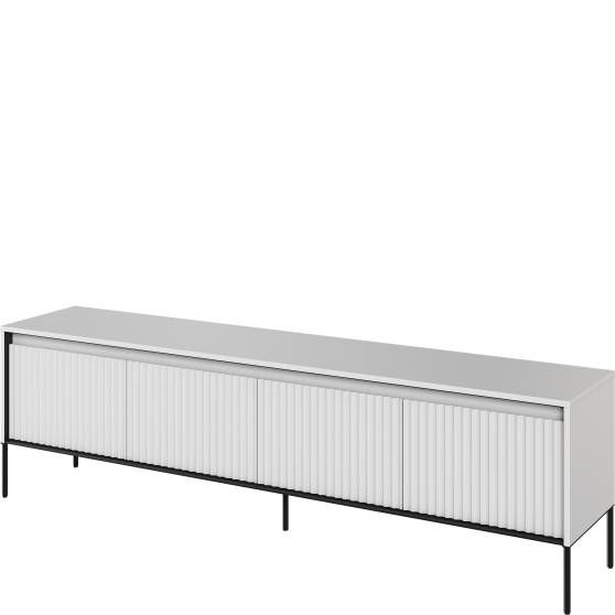 Szafka RTV TR-06 ryflowana z oświetleniem Biała / frez Półkole TREND Podstawowe