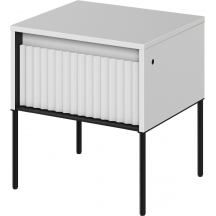 Szafka nocna TR-10 ryflowana z oświetleniem Biała / frez Półkole TREND Podstawowe