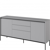 Komoda TR-01 ryflowana z oświetleniem Szara / frez Półkole TREND Podstawowe