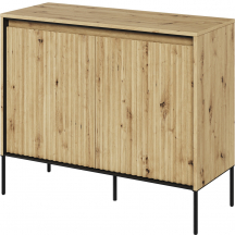 Komoda TR-02 ryflowana z oświetleniem Dąb Artisan / frez Prosty TREND Podstawowe