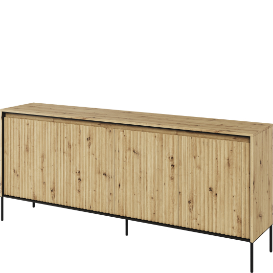 Komoda TR-04 ryflowana z oświetleniem Dąb Artisan / frez Prosty TREND Podstawowe