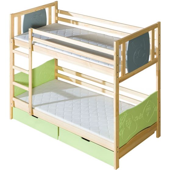 Łóżko piętrowe z drabinką i szufladami TRIO Podstawowe