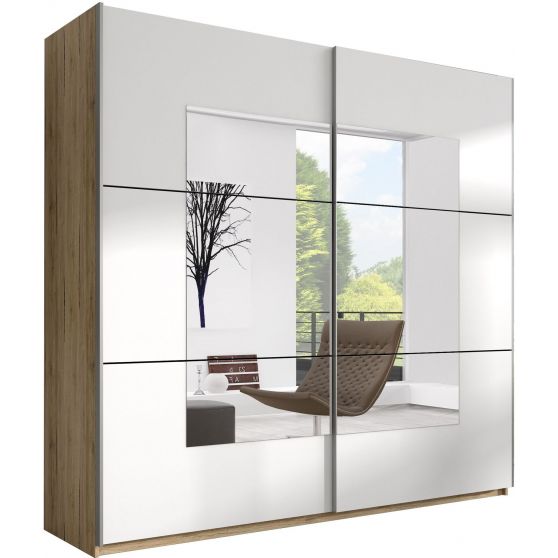 Szafa dwudrzwiowa z lustrem 221 cm San Remo Jasne / Biały 22AE1658 TYP-58 BETA Podstawowe