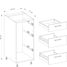 Szafka dolna stojąca 3 szuflady 40 cm SM-8D SMART CONGO Szkic